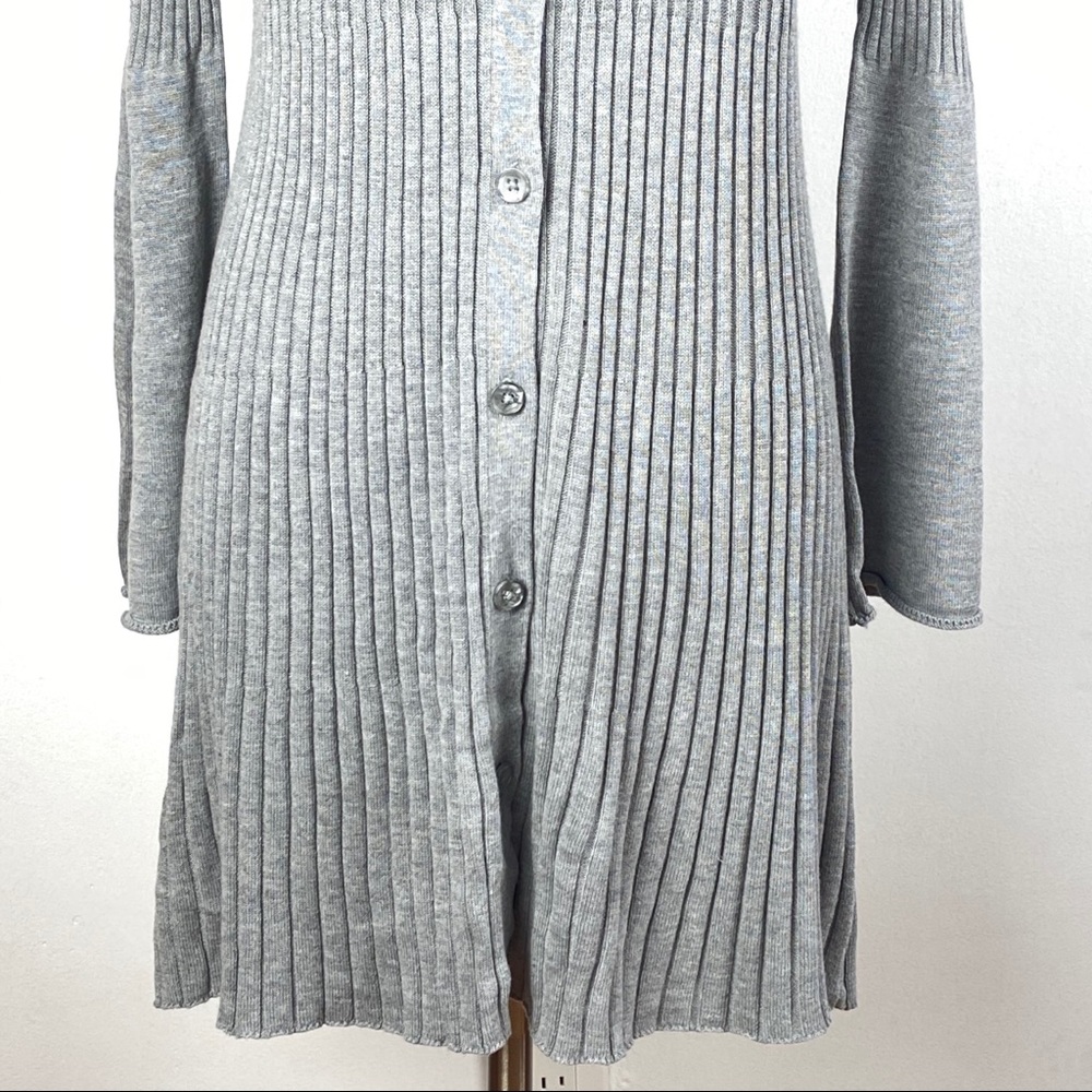 Du Jour Bell Sleeve Cardigan Sweater gray buttons - Picture 4 of 8